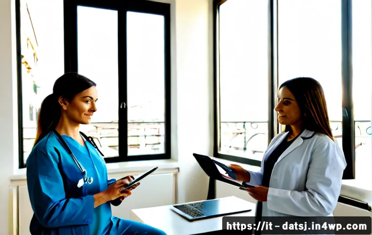 Home 15 건강 데이터 주권을 위한 협업 플랫폼 - Photorealistic Italian healthcare collaboration scene, a diverse team of doctors, a patient advocate...